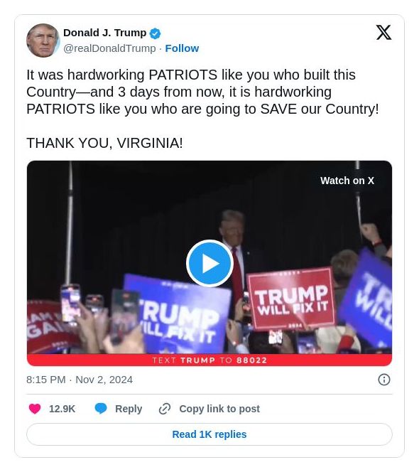 Post image from Donald Trump