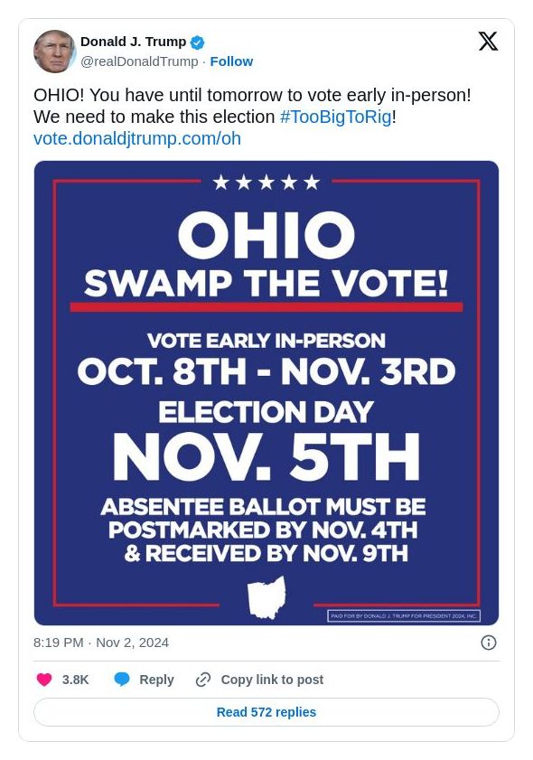 Post image from Donald Trump