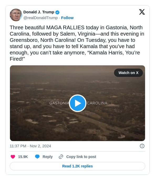 Post image from Donald Trump