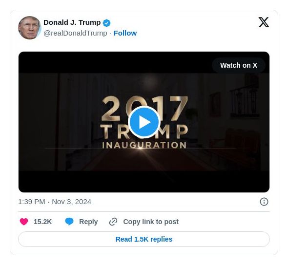 Post image from Donald Trump