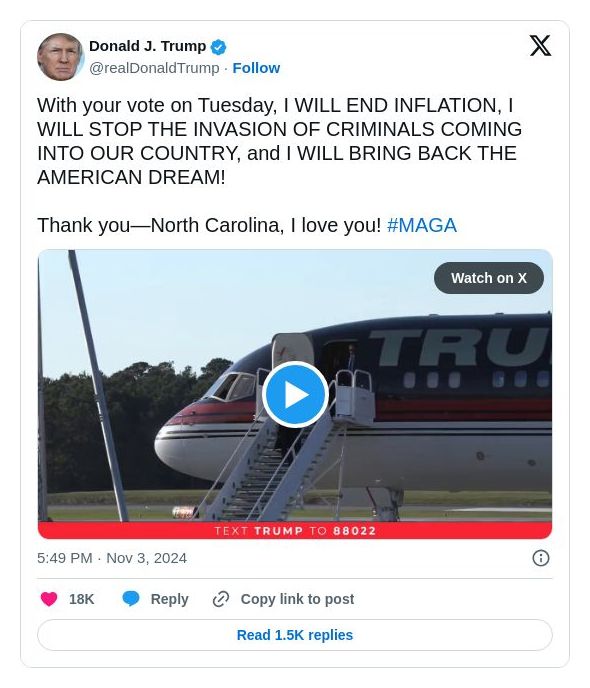 Post preview from Donald Trump