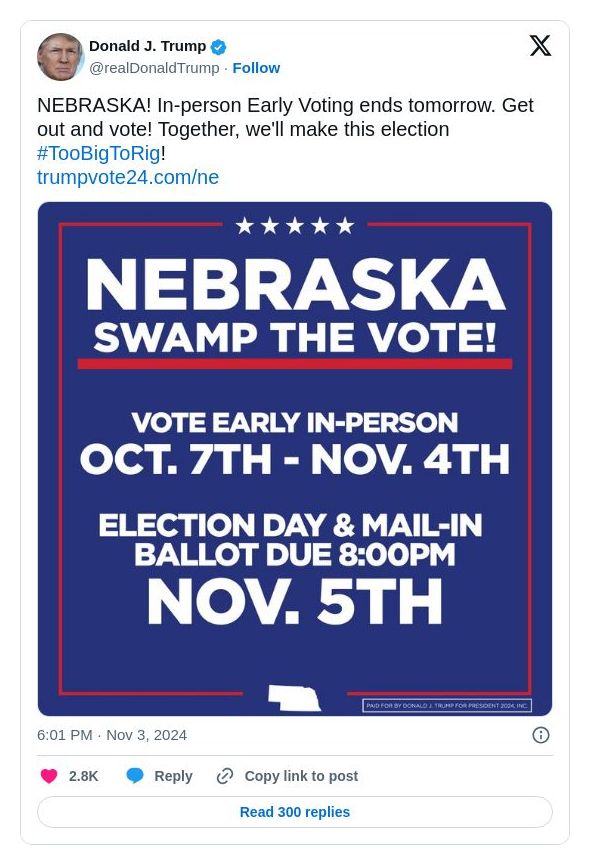 Post image from Donald Trump