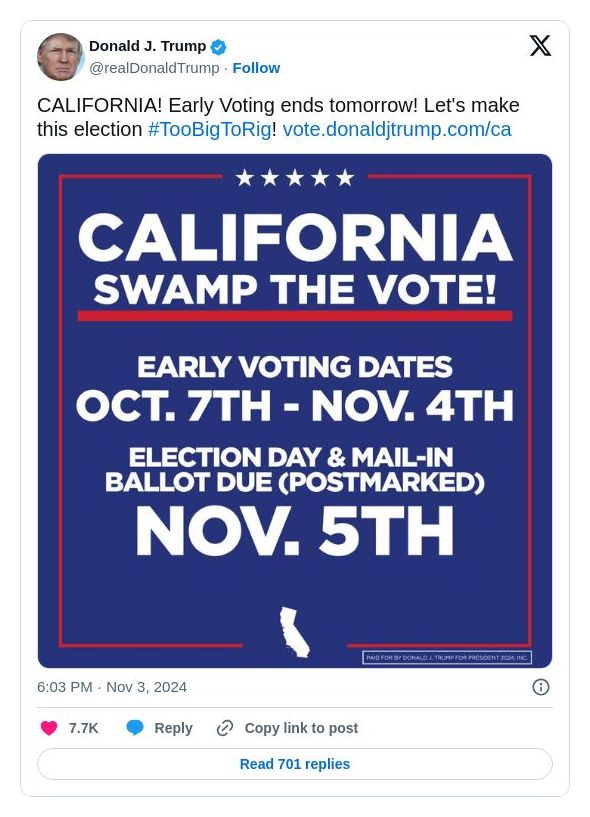 Post image from Donald Trump