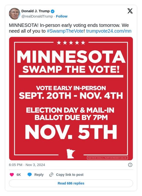 Post image from Donald Trump