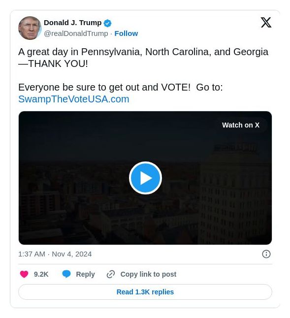 Post image from Donald Trump