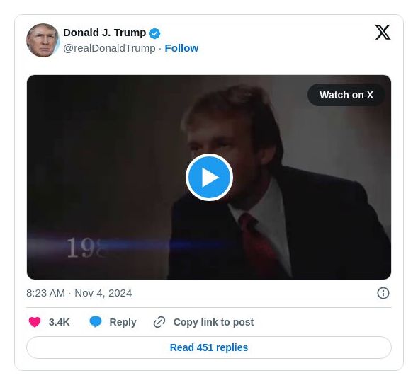 Post image from Donald Trump