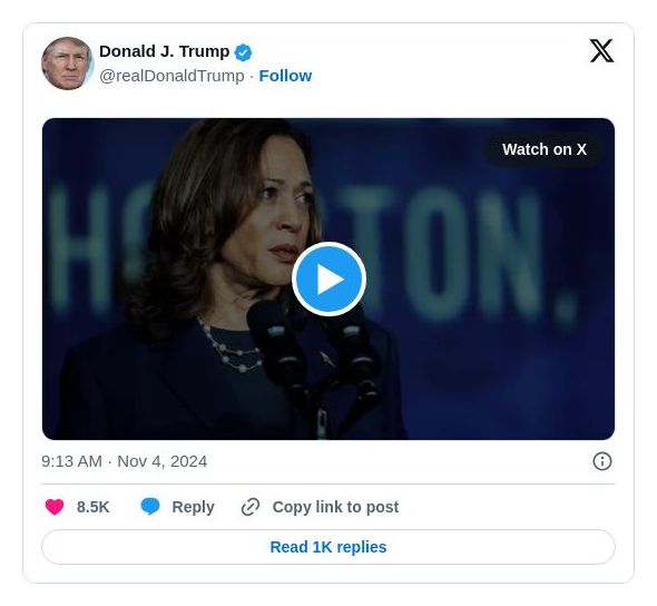 Post image from Donald Trump