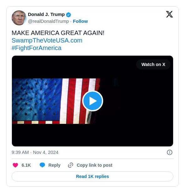 Post image from Donald Trump