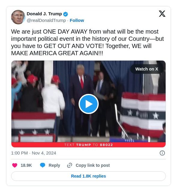 Post image from Donald Trump