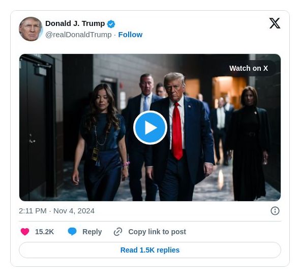 Post image from Donald Trump