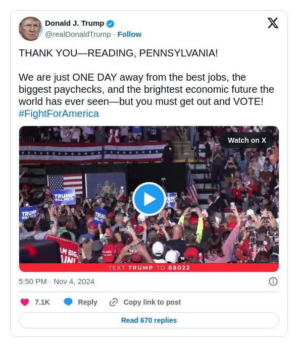 Post image from Donald Trump