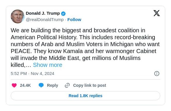 Post image from Donald Trump