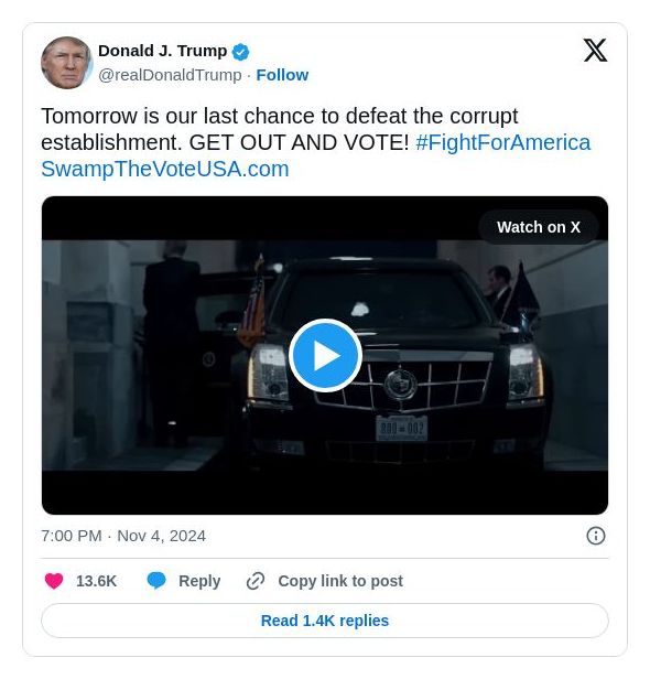 Post image from Donald Trump