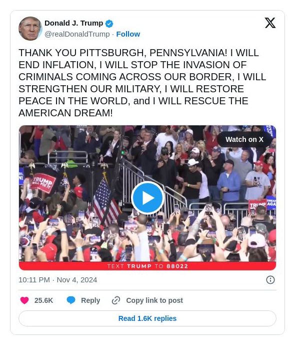 Post preview from Donald Trump