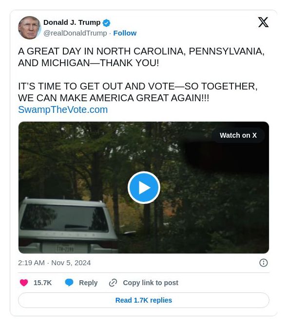 Post image from Donald Trump