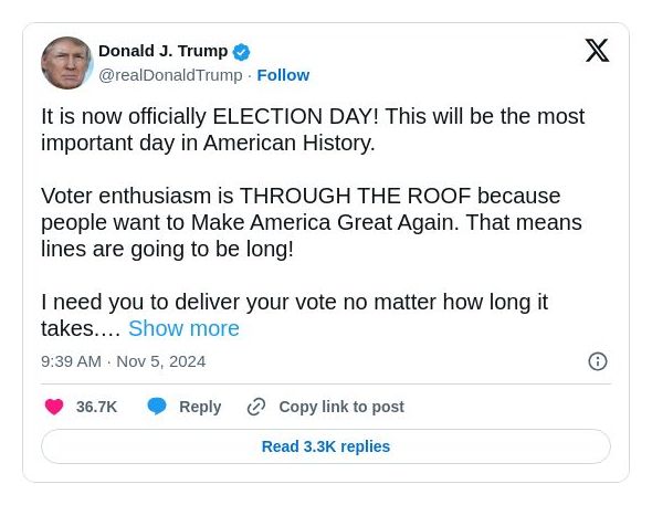 Post image from Donald Trump