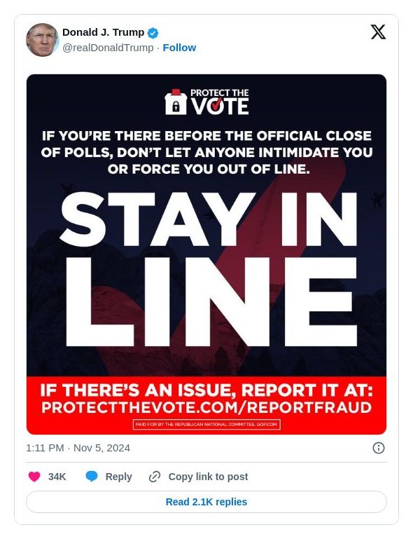 Post image from Donald Trump