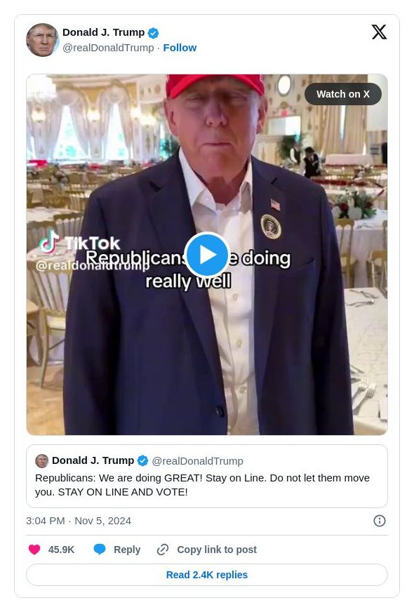 Post image from Donald Trump