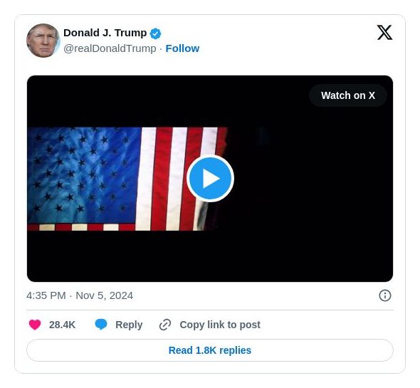 Post image from Donald Trump