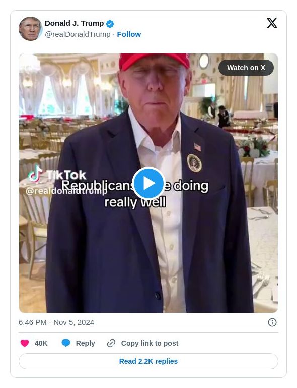 Post image from Donald Trump