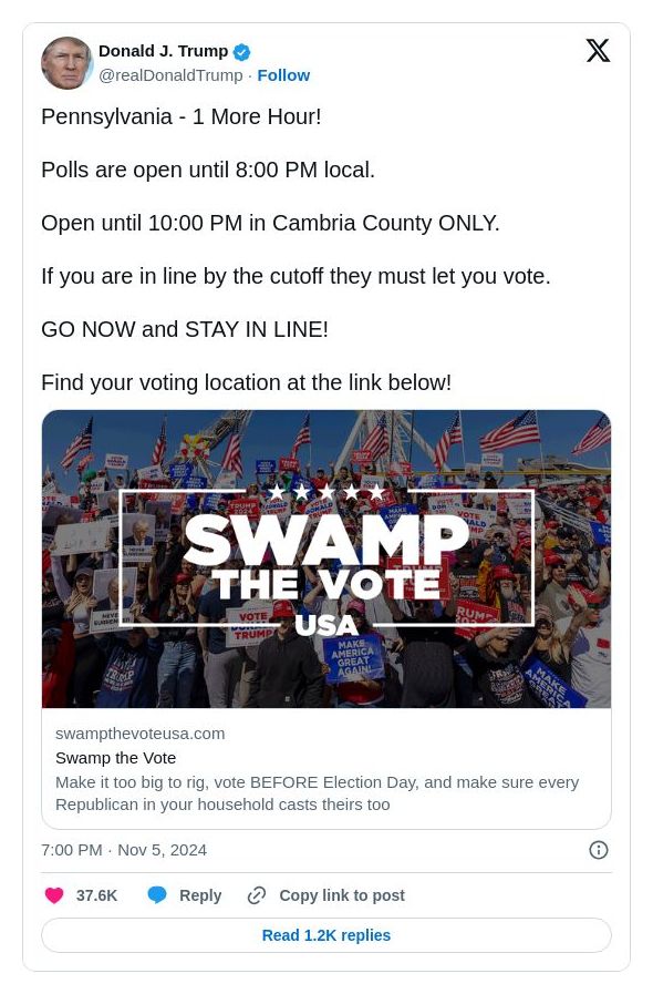 Post image from Donald Trump