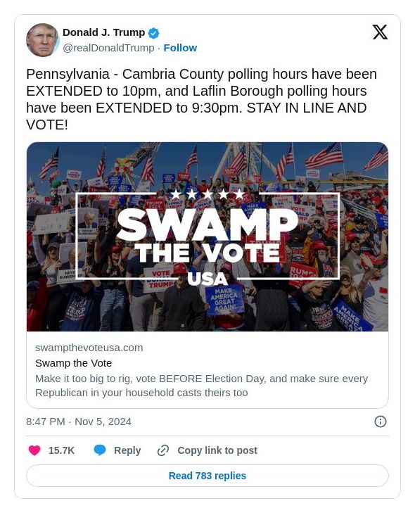 Post image from Donald Trump