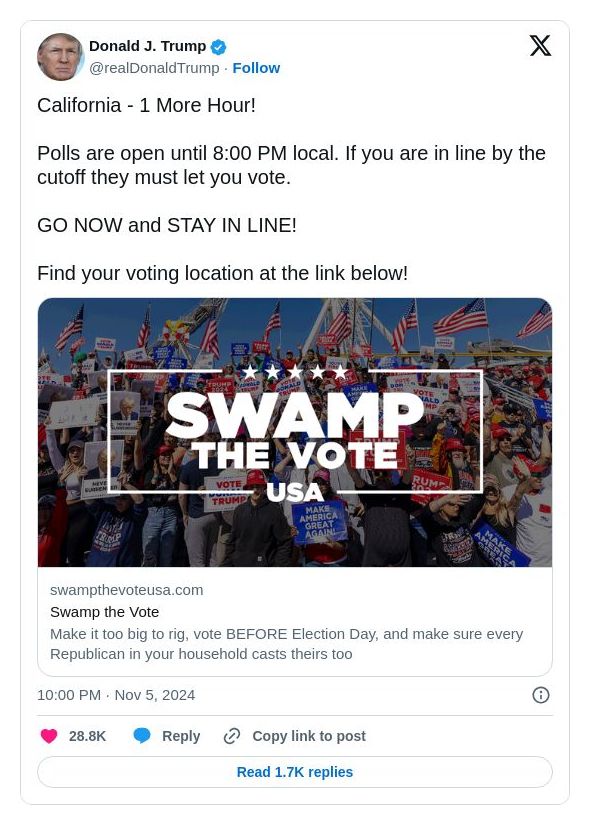 Post image from Donald Trump