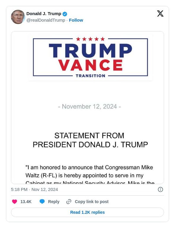 Post image from Donald Trump