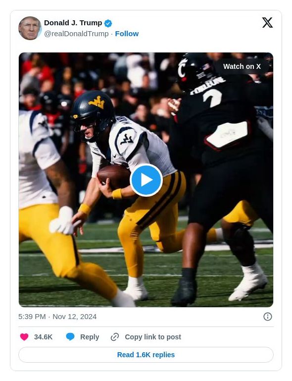 Post image from Donald Trump