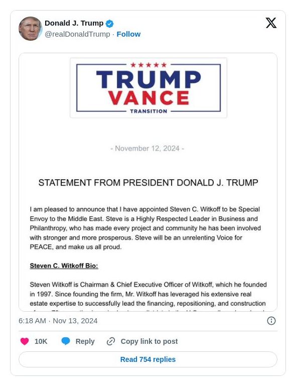 Post image from Donald Trump