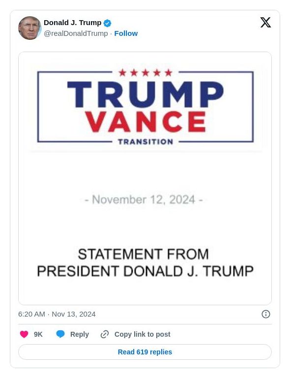 Post image from Donald Trump