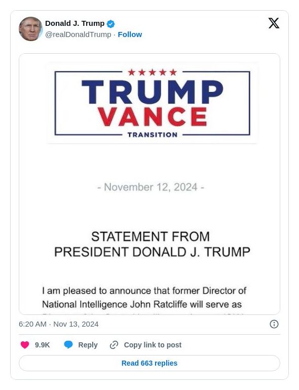 Post image from Donald Trump