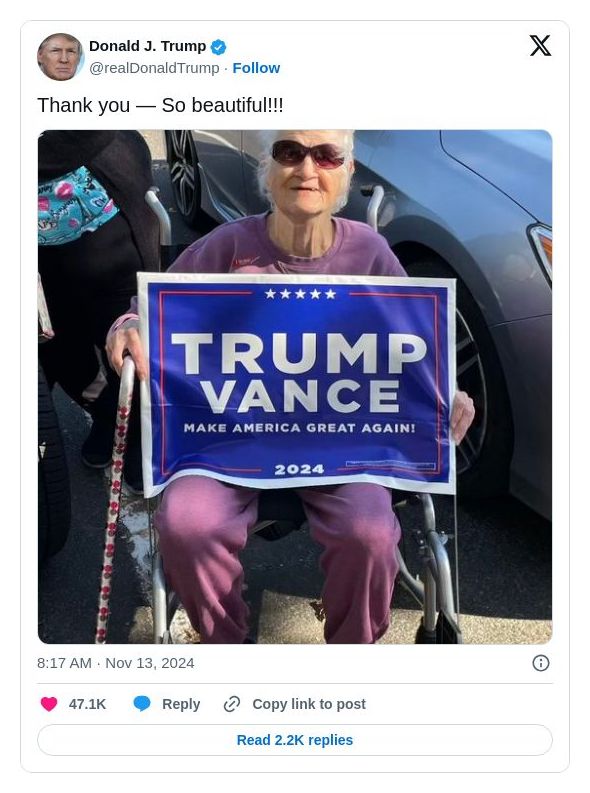 Post image from Donald Trump