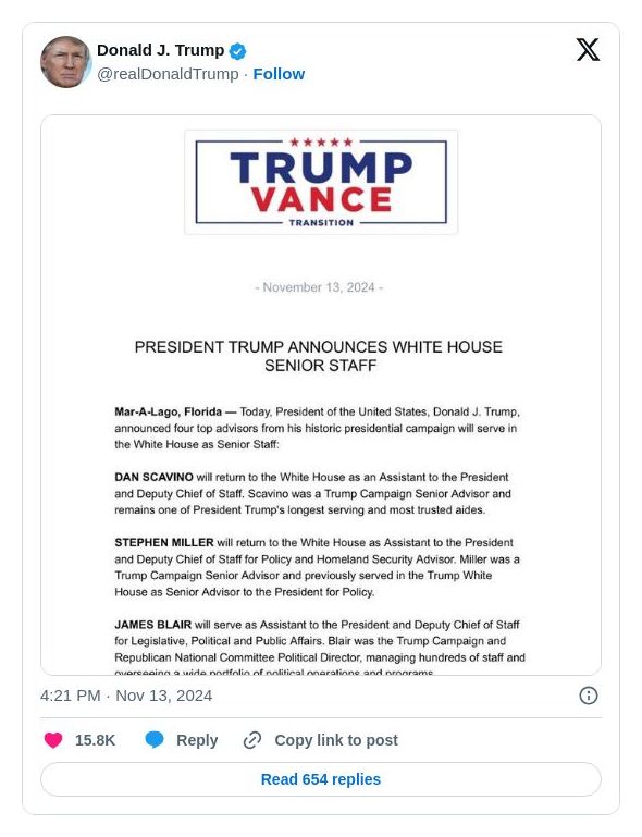 Post image from Donald Trump