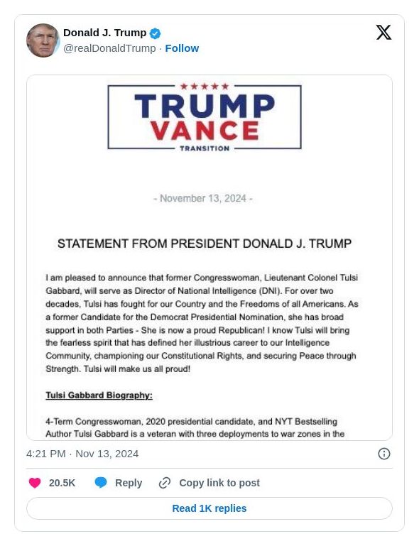 Post image from Donald Trump