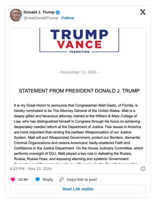 Post image from Donald Trump