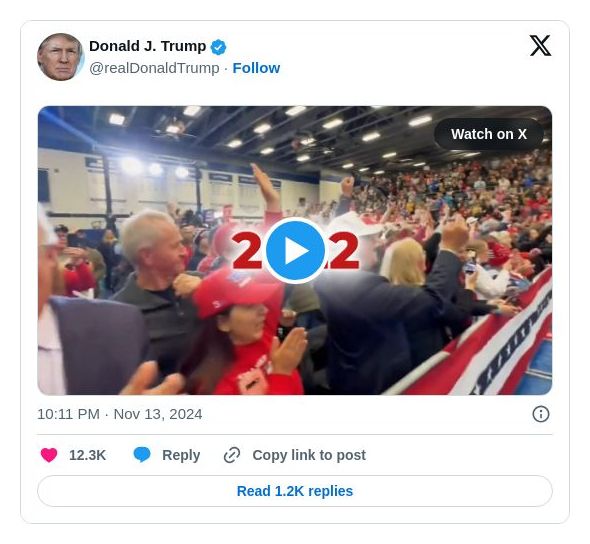 Post image from Donald Trump