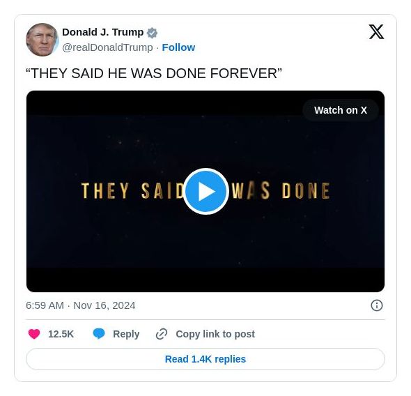 Post image from Donald Trump