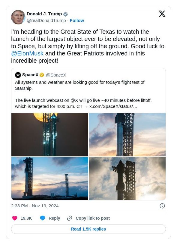 Post image from Donald Trump