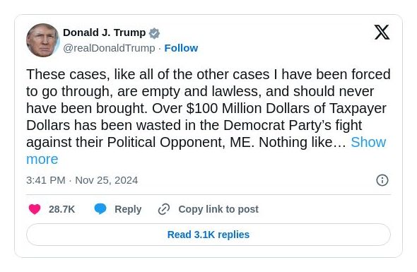 Post image from Donald Trump