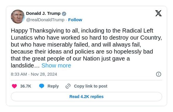 Post image from Donald Trump