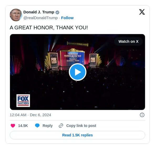 Post image from Donald Trump