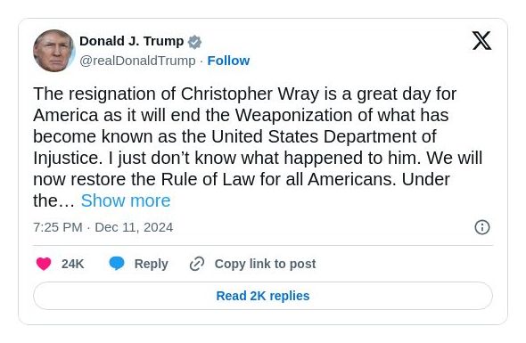 Post image from Donald Trump