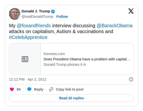 Post image from Donald Trump