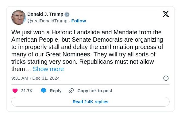 Post image from Donald Trump