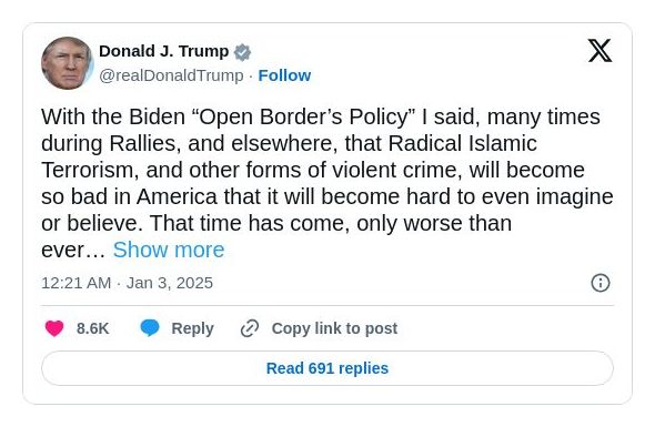 Post preview from Donald Trump