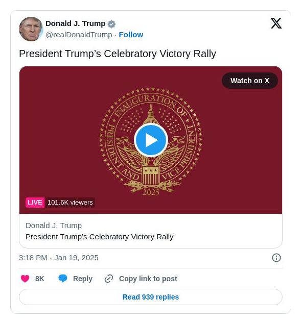 Post image from Donald Trump