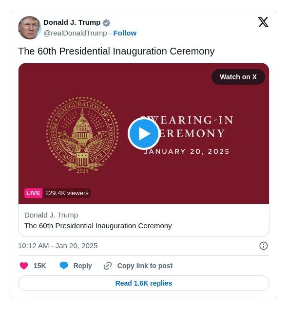 Post image from Donald Trump