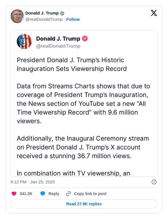 Post image from Donald Trump