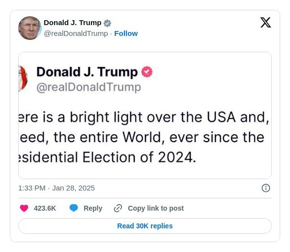 Post image from Donald Trump